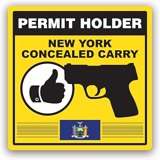 New York Concealed Carry Permit Holder Sticker Decal - Self Adhesive Vinyl - Weatherproof - Made in USA - Permitted CCW 10" Wide