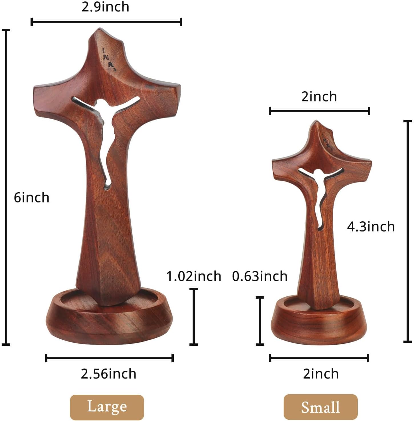 Standing Wooden Crucifix Cross on Table,Christian Catholic Standing Jesus Statue Crucifix Prayer Wall Decor for Home