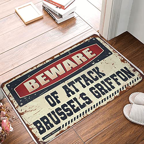 Decoración para el hogar para hombres con diseño de Bruselas, felpudo de grifón de Bruselas, decoración de puerta delantera (tamaño 40 x 60 cm)