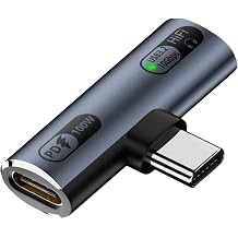 USB C Splitter 1 to 2 Type C Male to 2 Type C Females USB C Headphone Adapter PD 100 W Quick Charge 10 Gbps OTG Adapter for iPhone 16/Pro/Max Samsung S24/S23 etc. Grey