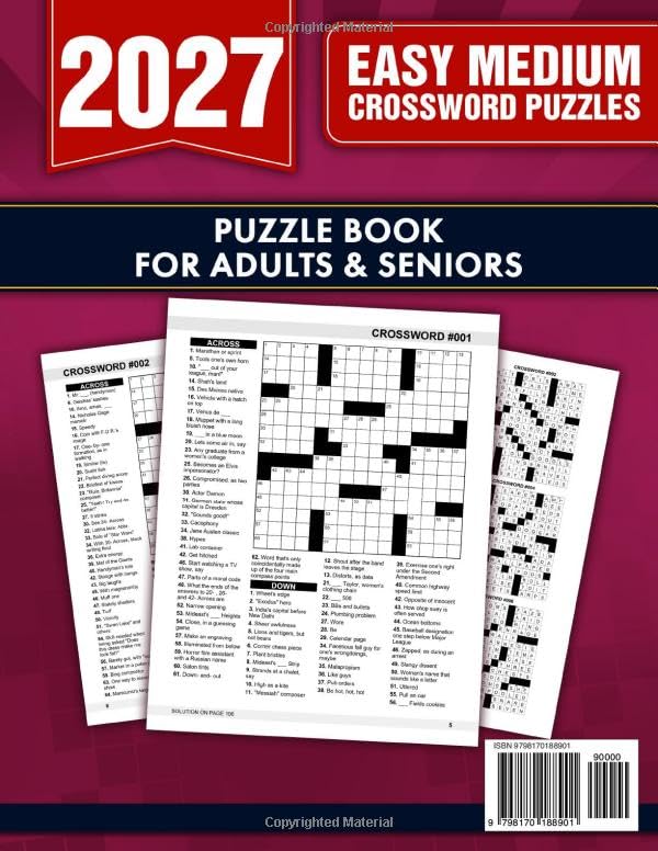 Easy Medium Crossword Puzzle Book For Adults and Seniors with 100 Puzzles: Enjoyable Easy to Medium Crossword Puzzles with a Balanced Mix of Fun, Variety, and Brain-Boosting Challenges image 3