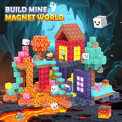 Playtigo 154PCS Magnetic Blocks Mine Magnet World Block Cubes Toy with Magnet Board for Kids Ages 4-8, Magnetic Tiles Kids Sensory Birthday Gifts Game Toys for Boys & Girls Ages 3+ by Playtigo - Image 3