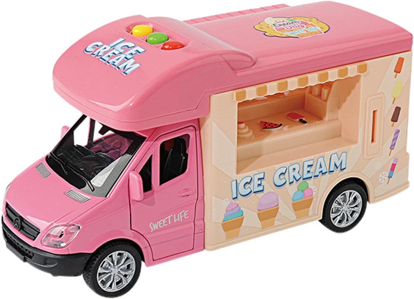 Ocobetom Ice Cream Truck Toy Kitchen Pretend Play Food Car for Kids