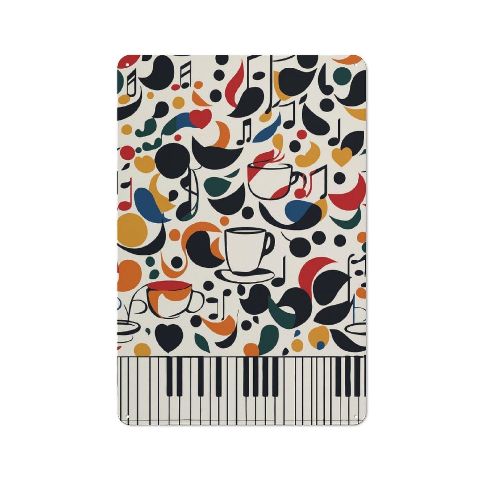 Junmoney Style-15 Abstract Music Retro Tin Wall Plaque 30X20cm For Hobby Room Or Studio, For Garage, Workshop And Man Cave Decoration