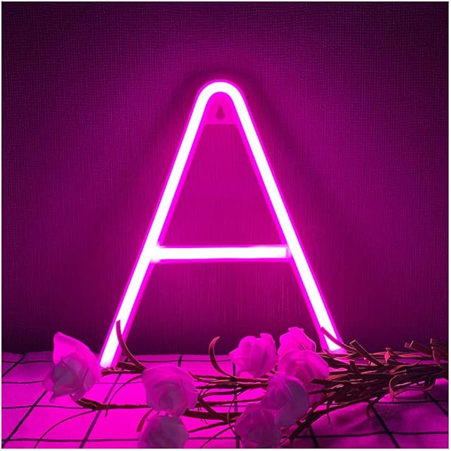 ENUOLI Letter Neon Signs Pink LED Neon Word Signs Battery/USB Powered Neon Letter A Alphabet Neon Sign Decrative Wall Lights Neon Words Night Light Light up Girls Room Wedding Birthday Party Home (A)