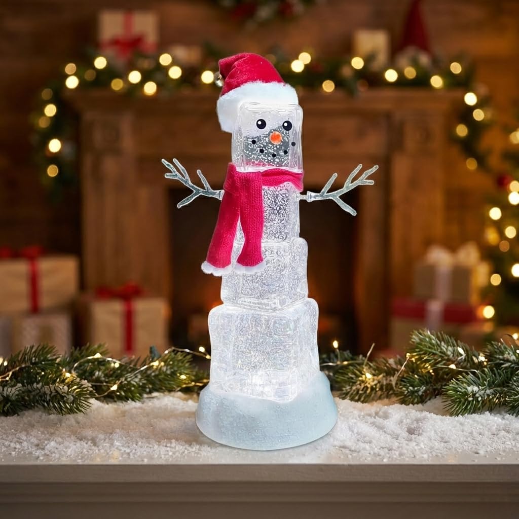 Amazon.com: Ice Cube Snowman Snow Globe 13.5”H LED Lighted