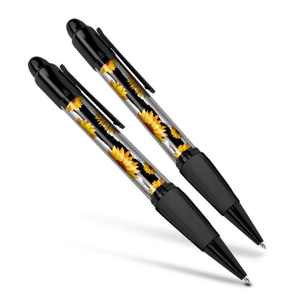 Beautiful and comfortable Set of 2 Matching Pens - Sunflower Black Stripes Pattern Flowers #14824