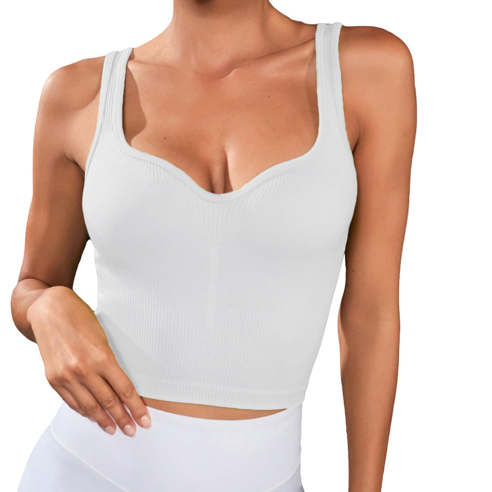 Womens Sports Bra Longline Wirefree Racerback Tank Tops Y2K Workout Crop Tops Yoga Gym Activewear Bra Camis Shirts