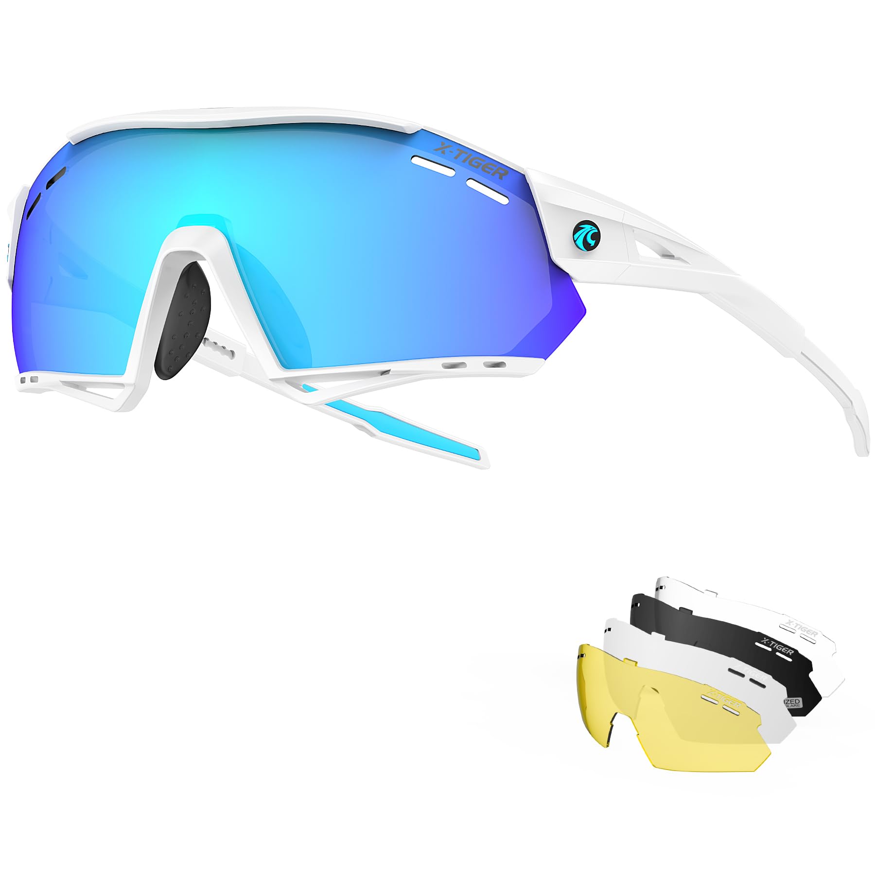 X-TIGER Gafas Ciclismo Hombre Polarizadas Gafas Ciclismo con 5 Lentes Intercambiables UV 400