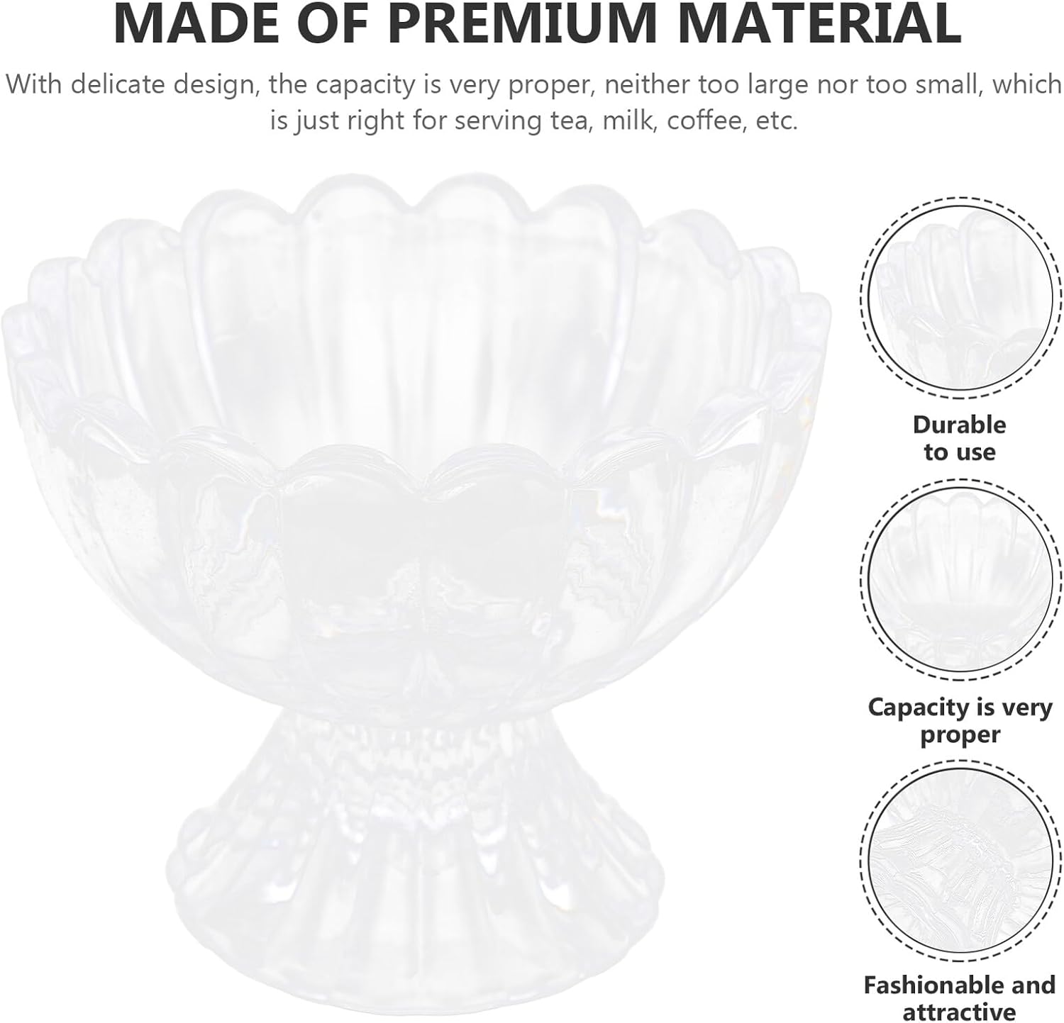 6pcs 120ml Glass Ice Cream Bowls with Footed Crystal Design for Dessert, Parfait, and Juice Serving – European Style Sherbet Cups for Parties and Home Use