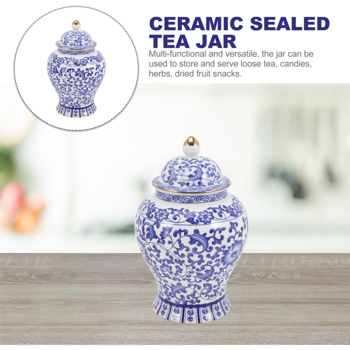 Barattolo in Ceramica Stile Retrò Semplice Multifunzionale e Versatile da 1300ml per Tè Chiusura Ermetica per Conservare Snack Secchi e Decorare la Casa