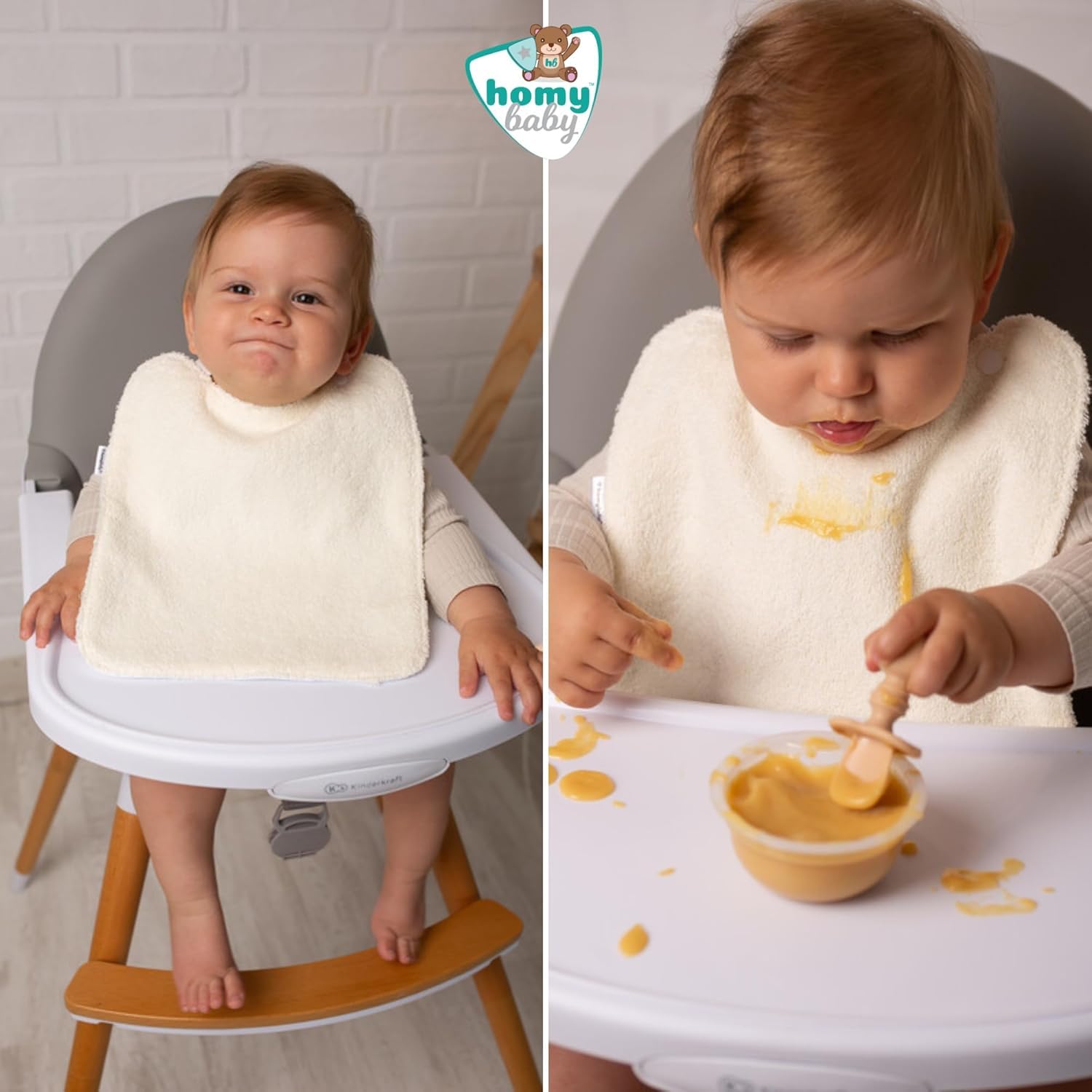 HOMYBABY® Lot 5 Bavoirs Bebe pour DME en Éponge - Bavoir Elastique Maternelle - Idéal pour la Crèche - Bavoir Imperméable Bébé Réutilisable - Puericulture bébé