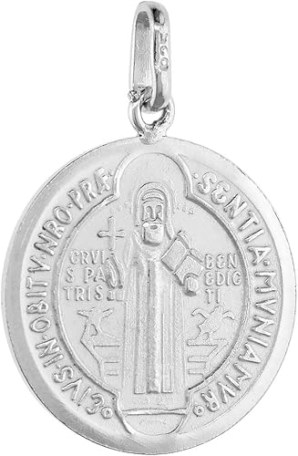 Miniatura 2 de Medalla de San Benito de plata de ley de 1316 pulgadas redondo 18-30 pulgadas 0039in