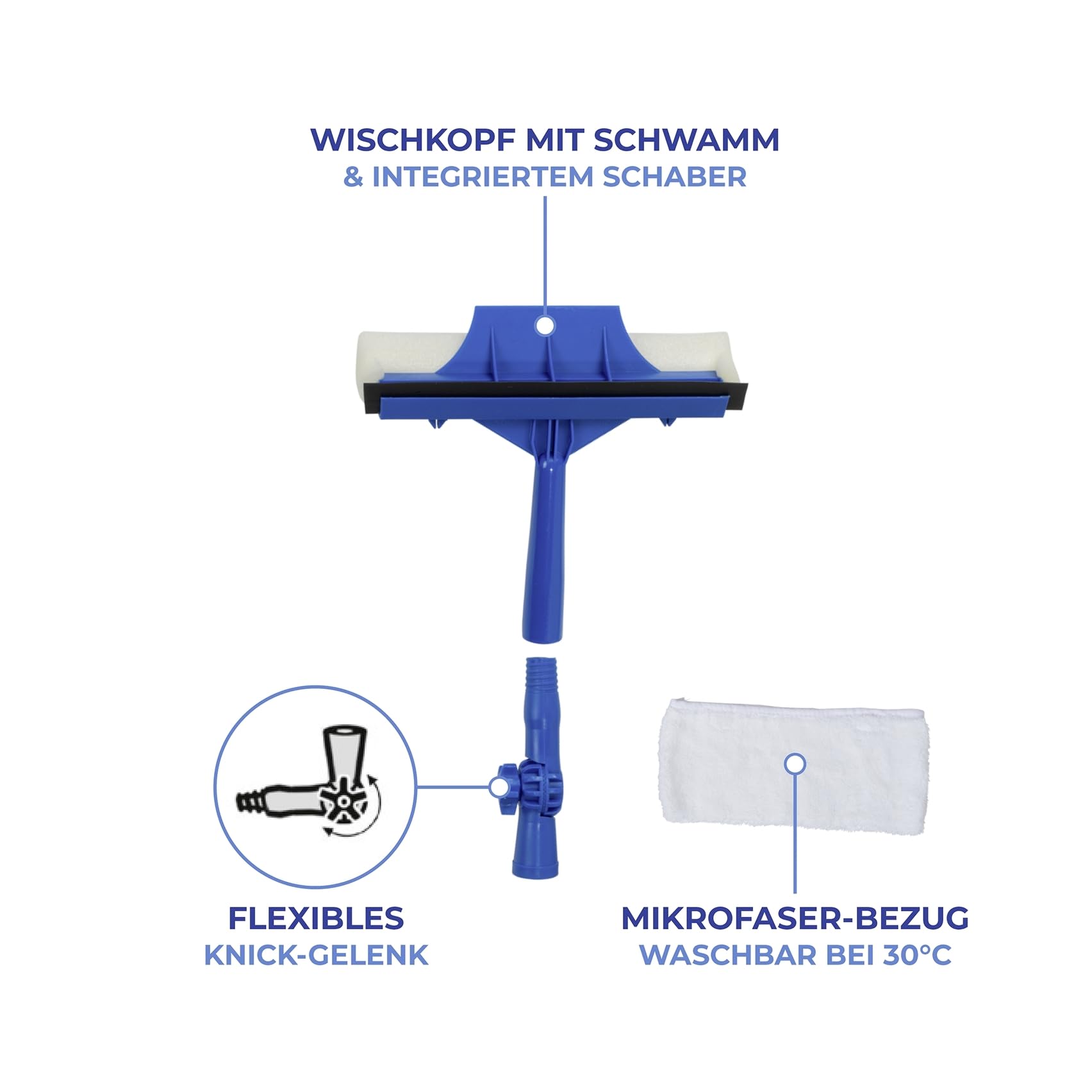 Maximex Myjka do okien, bardzo długa, z uchwytem teleskopowym, zasięg do 5,3 m, 25 x 83-332 cm, niebiesko-szara