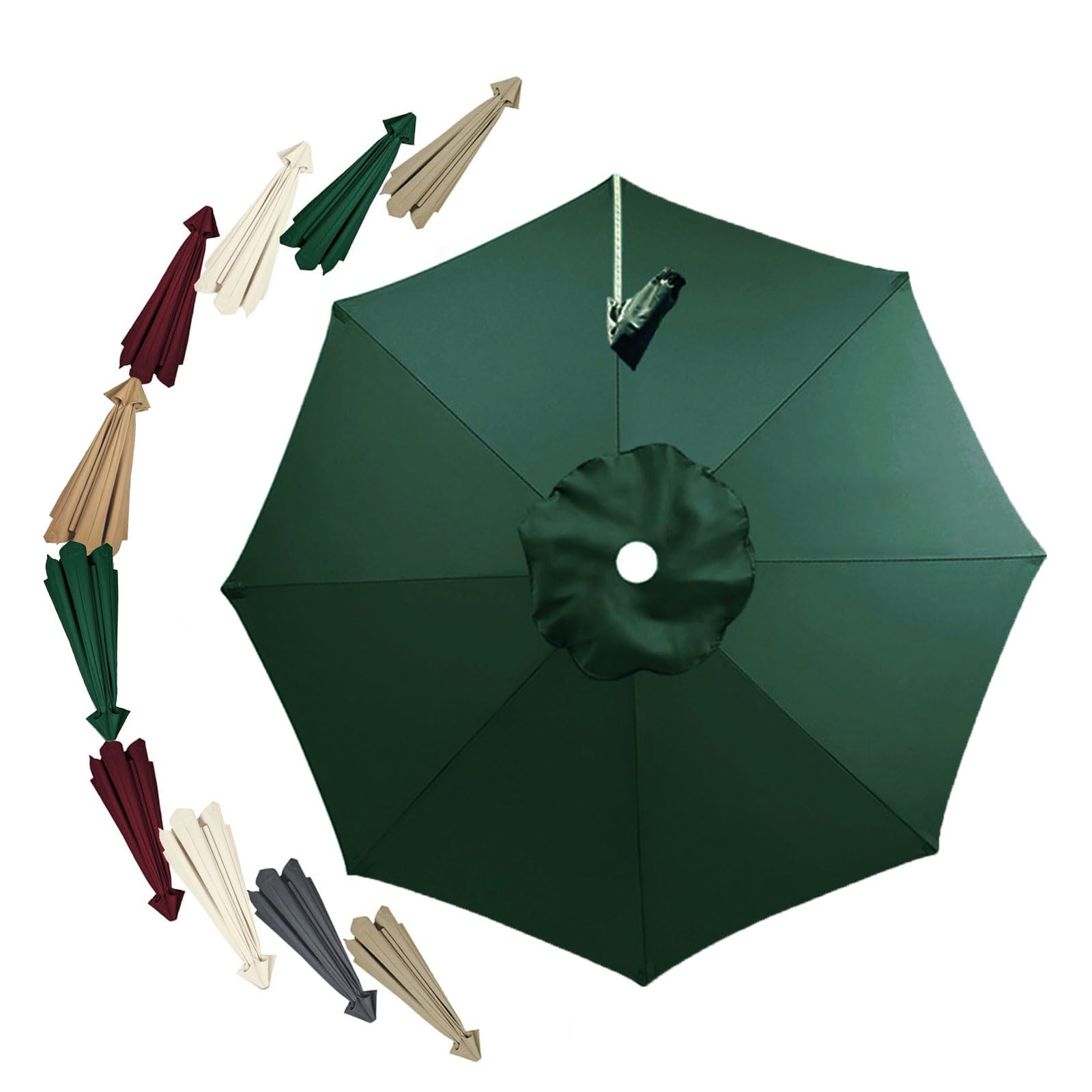 Kdqrmvv Green 3.0M Cantilever Parasol Replacement Canopy 8Ribs Round