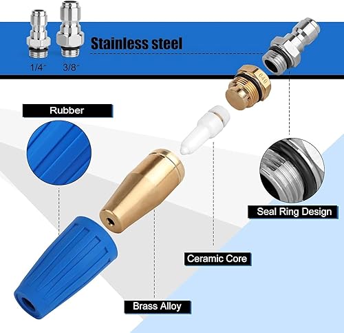 Miniatura 2 de Hidrolavadora a presión con boquilla turbo, boquillas giratorias de 4000 PSI para lavadora de potencia máxima de 5000 PSI con conexión rápida de 14