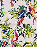 Watercolor Parrots in Tropical Paradise Abstract Vinyl Flannel Back Tablecloth (60