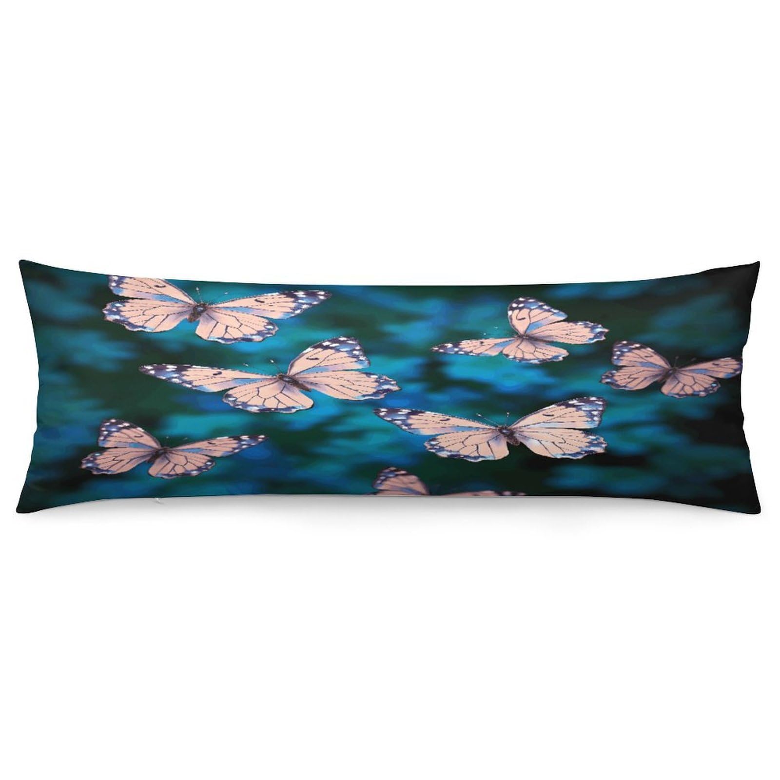 Cute Butterflies Throw Pillow Cover Soft Lumbar Pillow Covers with Zipper Breathable Rectangular Cushion Case Polyester Pillow Case Decorative Body Pillow Cover for Couch Bed