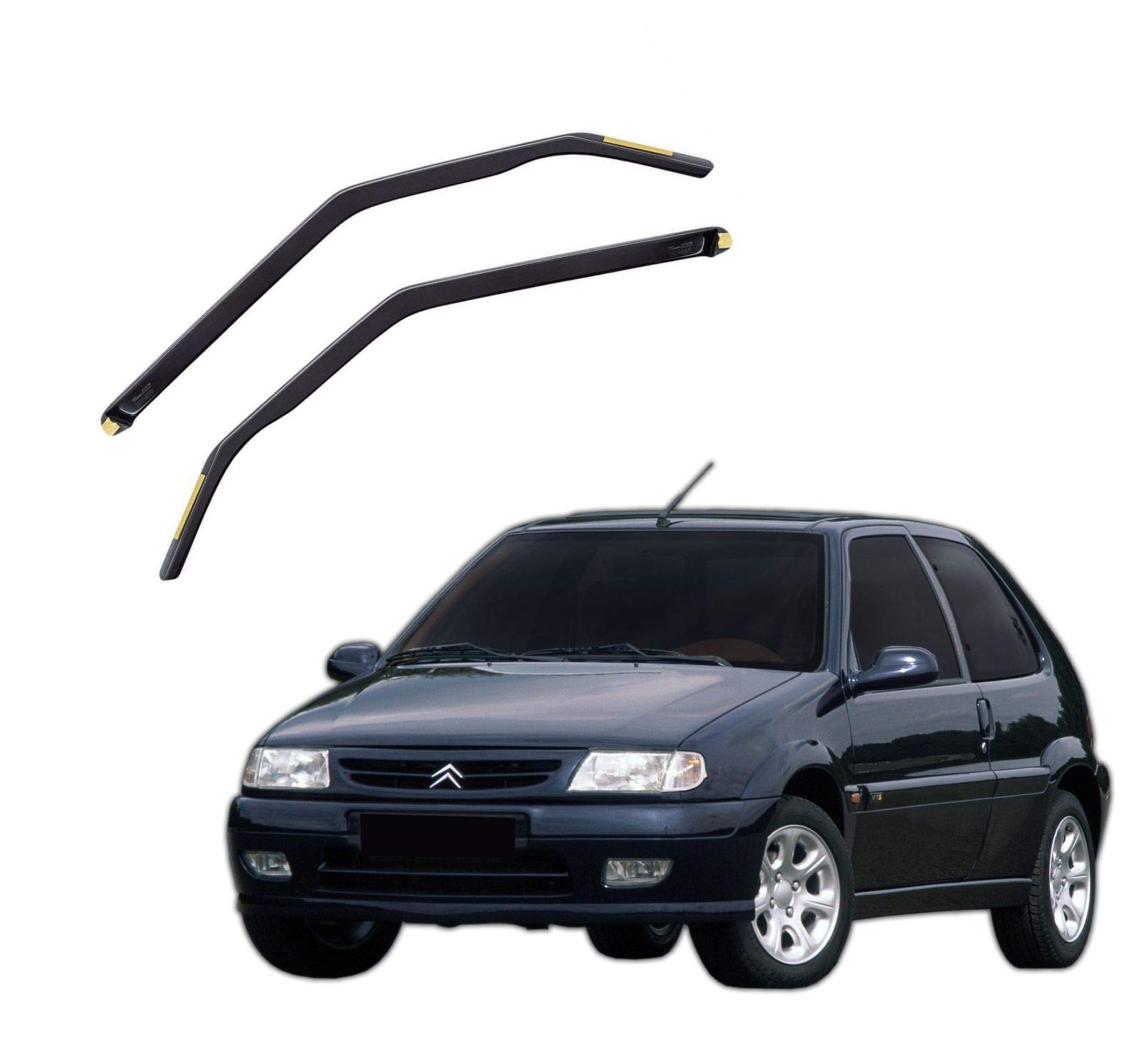 J&J AUTOMOTIVE Heko Déflecteurs d'air et de Vent pour Citroen Saxo 3P. Berline 1996-1999, Lot de 2pcs, Teintés, Avant et Arrière, Aérodynamique