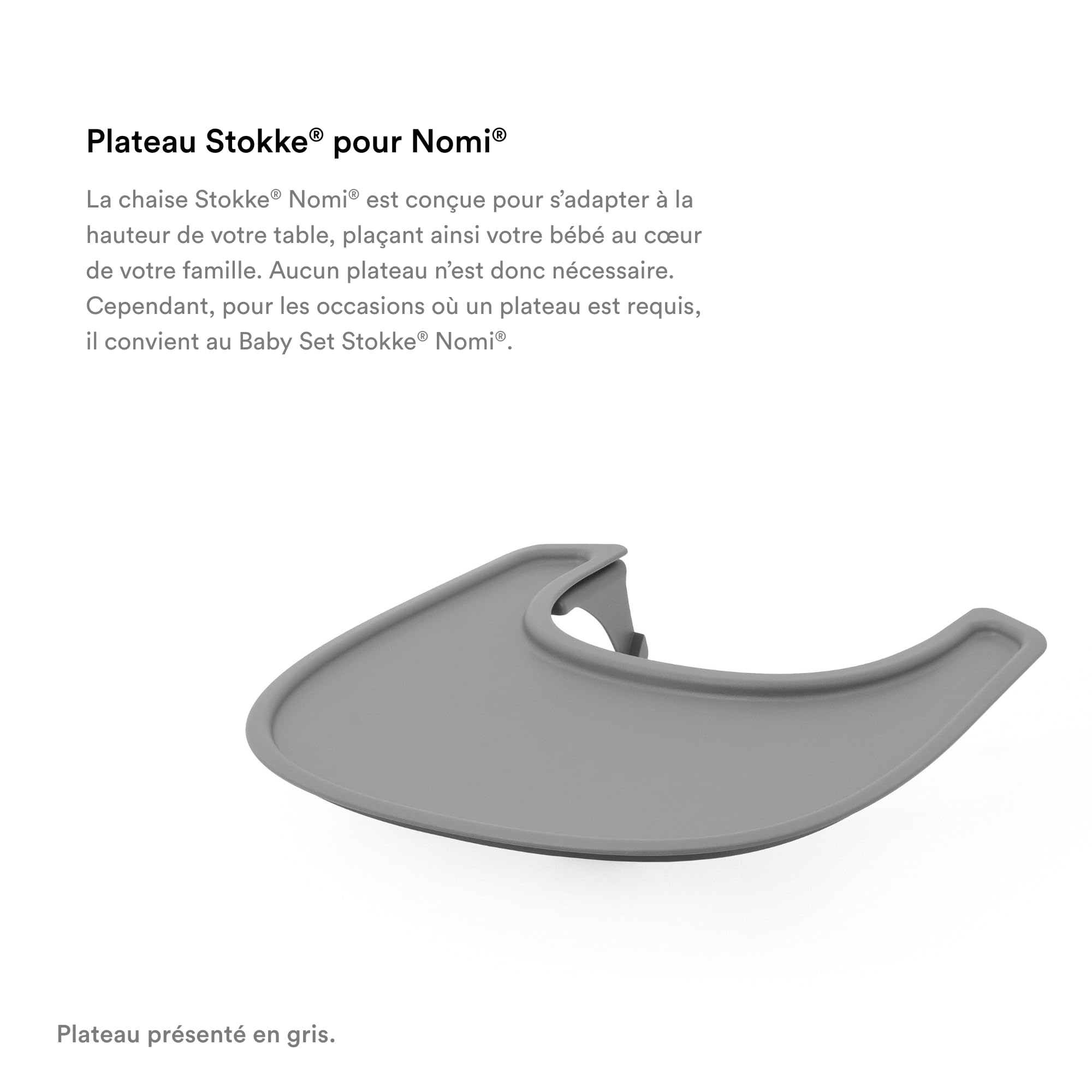 Plateau Stokke pour Nomi, Blanc - S’installe facilement sur le Baby Set Stokke Nomi - lavable au lave-vaisselle