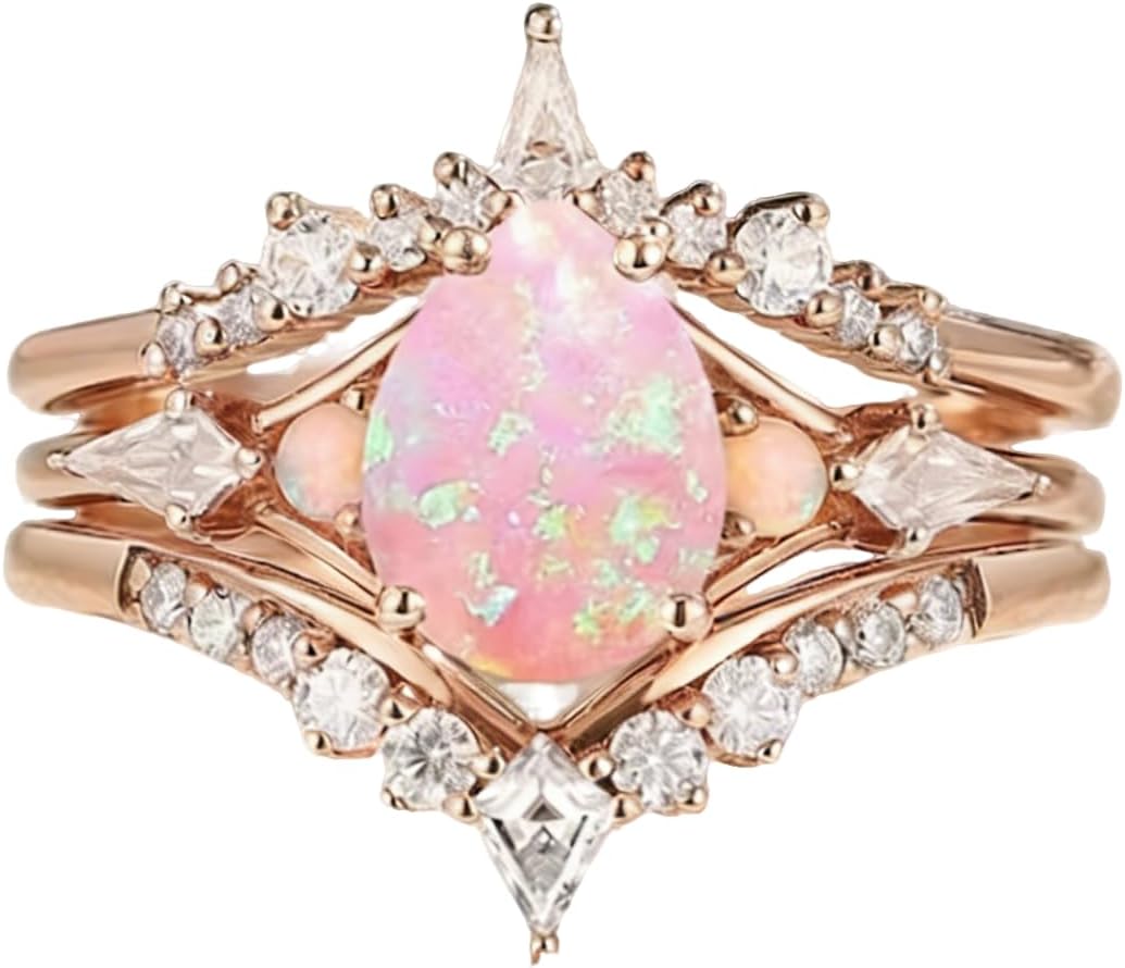 Opal Ring for Women 925 Sterling Silver/10K/14K/18K Gold Opal Engagement Ring Dainty Jewelry Gift for Her Customizable