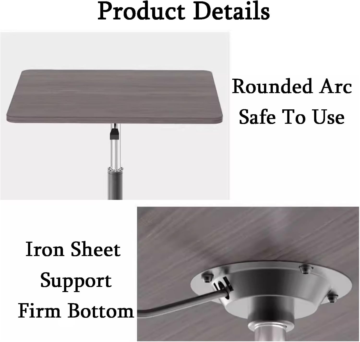 Laptop Floor Stand,Floor Reading Support Stand,Liftable Stainless Steel Workbench,Suitable for Home Outdoor Office,with Rollers(Black,Hight 85-95cm)