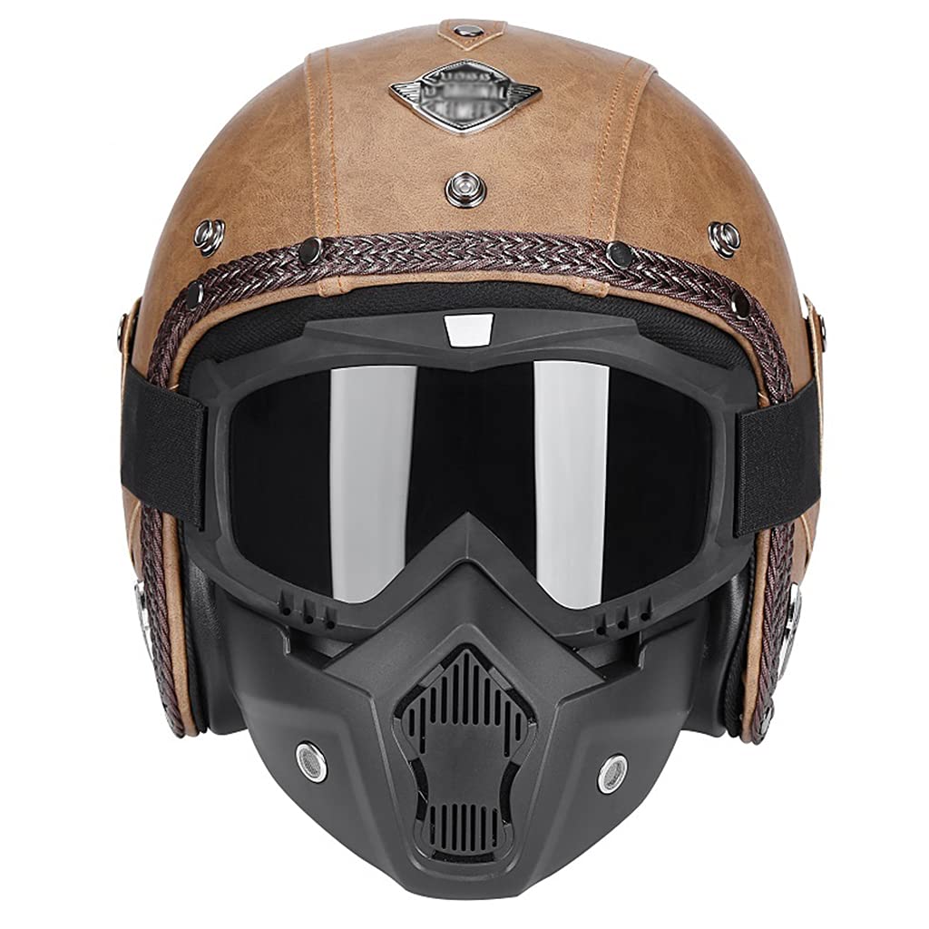 Buy KKAAMYND Vintage German Style Moped Helmet 3/4 Retro Open Face