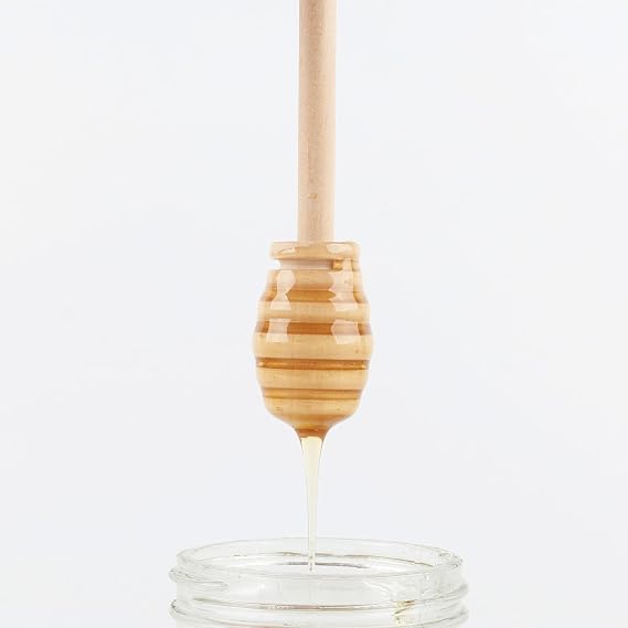 DESIOLE 4Pcs Wooden Honey Dipper Sticks, 6.3 Inch Honey Comb Stick