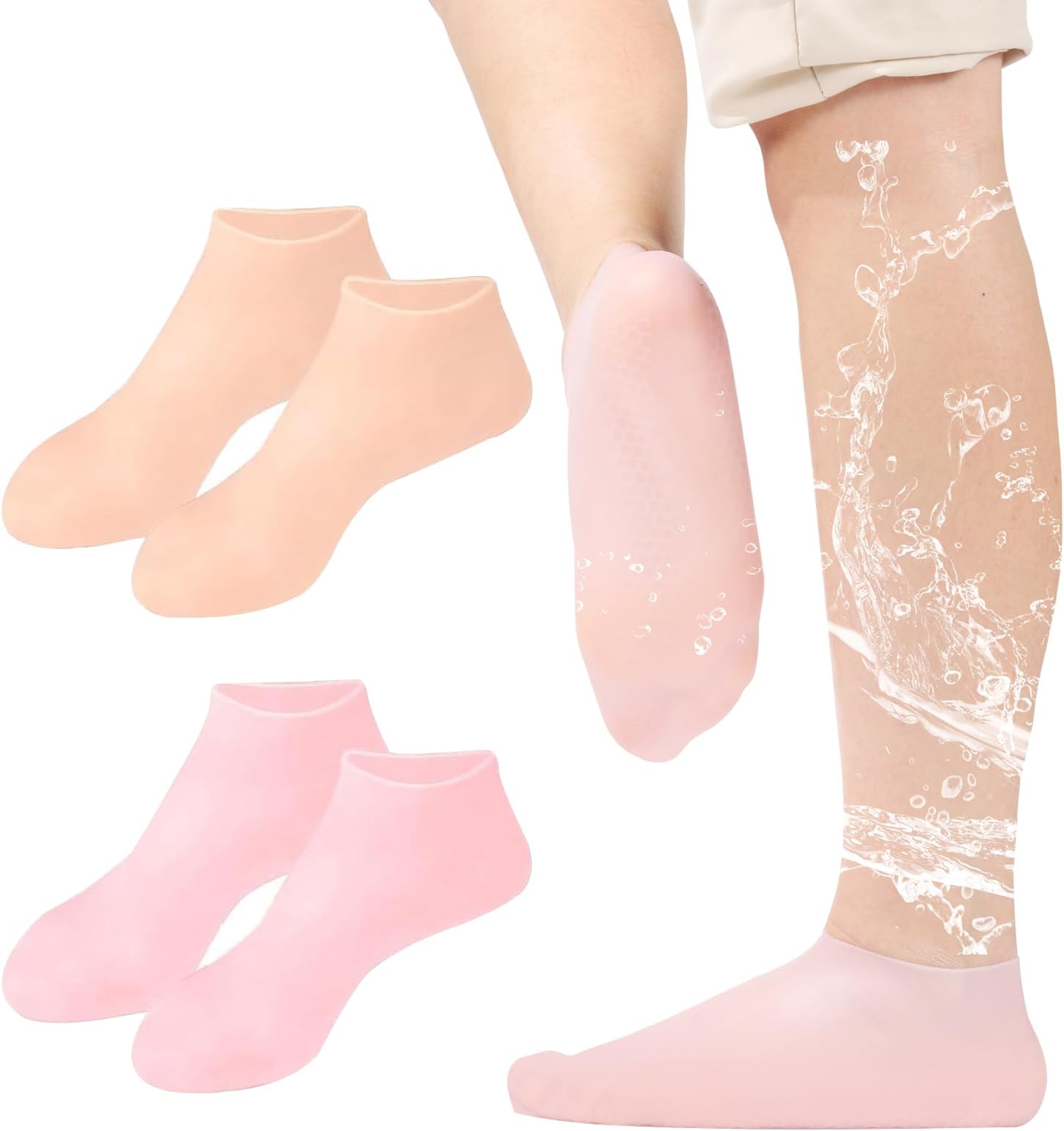 2 Pair Silicone Moisturizing Socks,Silicone Socks for
