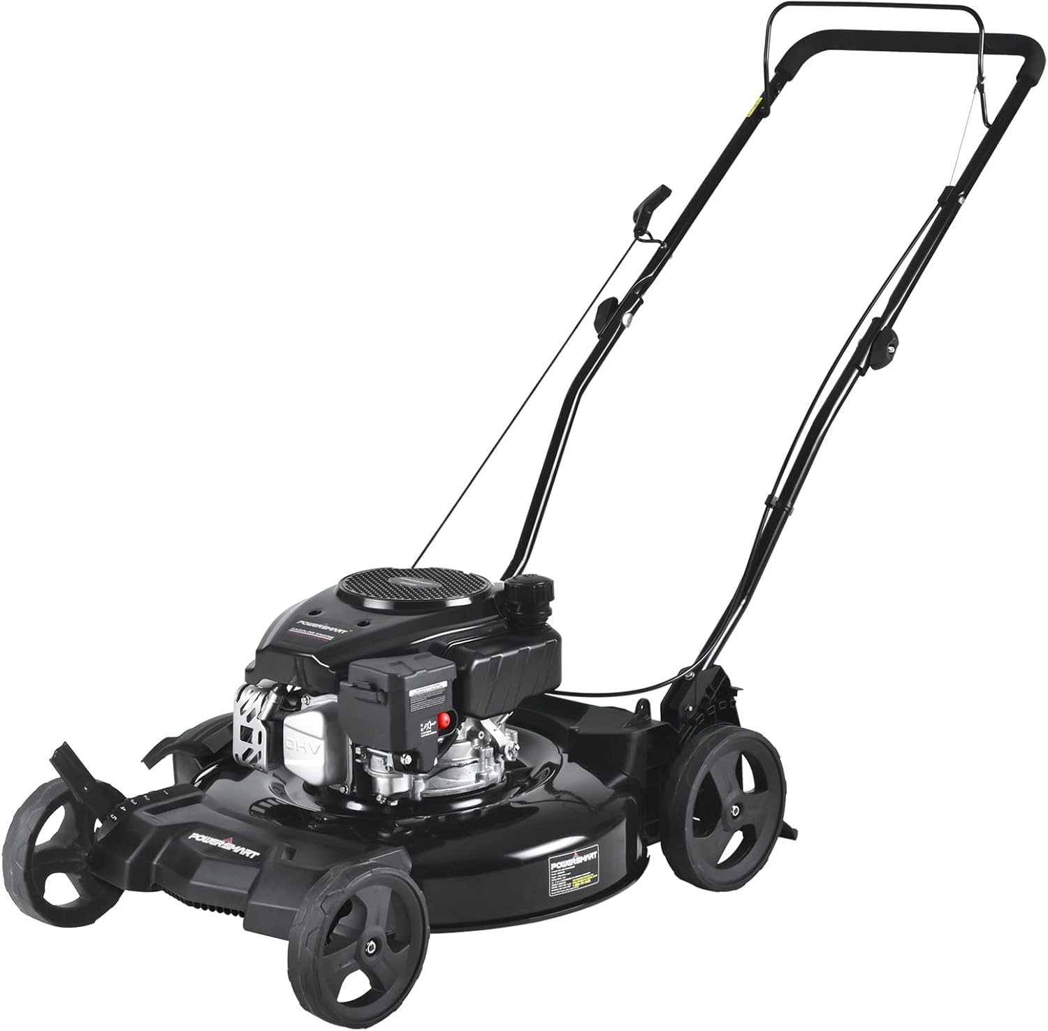 PowerSmart 21 in. 170cc 2-in-1 Gas Push Lawn Mower, Gas Powered Walk-Behind Lawn Mowers, Black