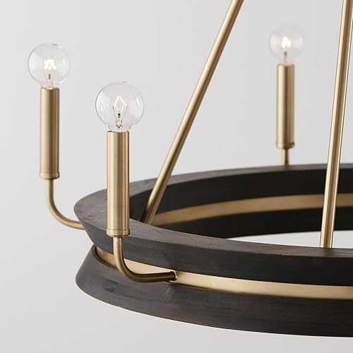 Miniatura 6 de Capital Lighting 447361KR Finn - Candelabro redondo de madera de mango hecho a mano, 6 luces, 360 vatios totales, 27 pulgadas de alto x 31 pulgadas