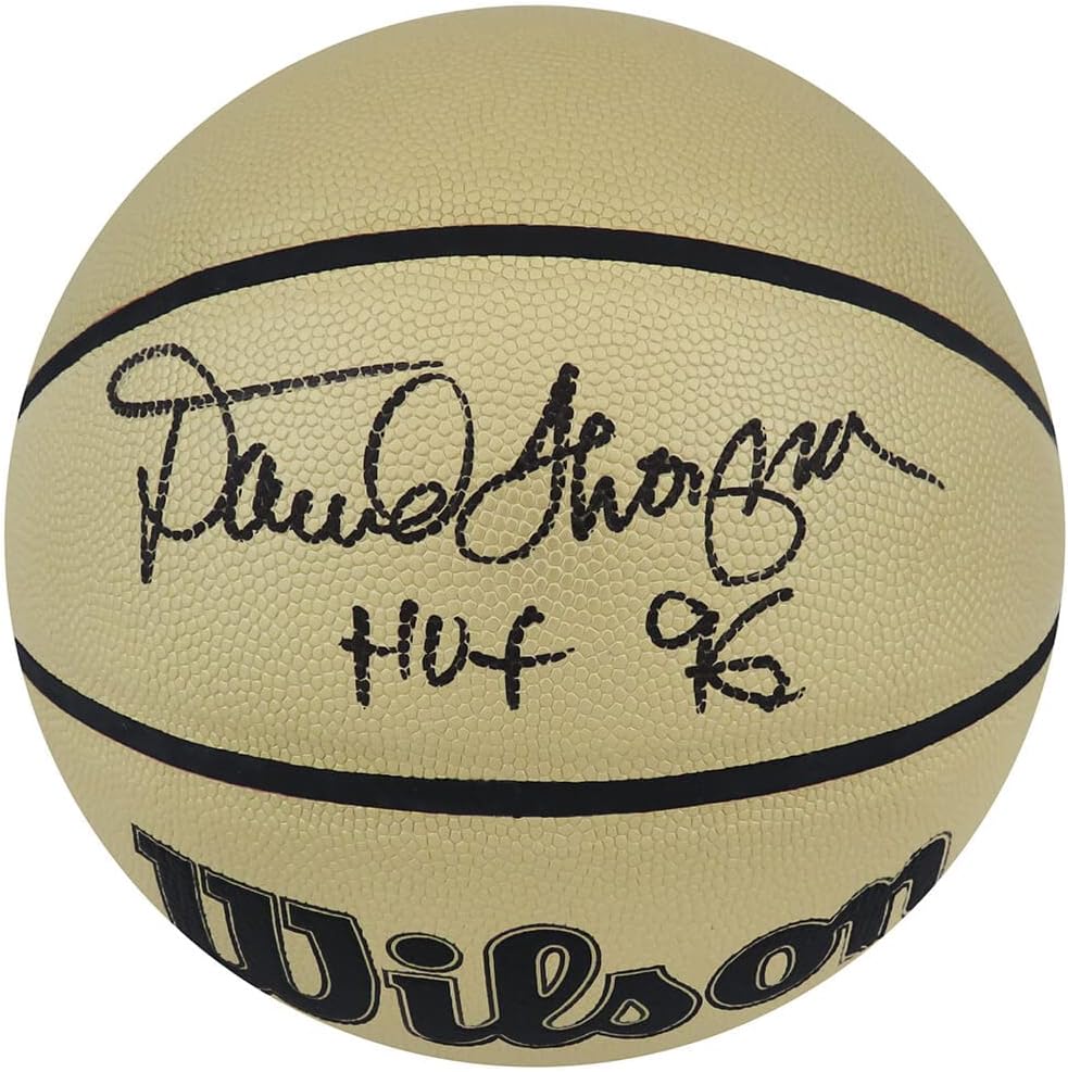 David Thompson Signed Wilson Gold N.B.A Basketball w/HOF'96