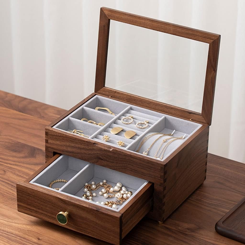 Amazon.com: Jewelry Box Wooden Jewelry Box With Clear Glass Top