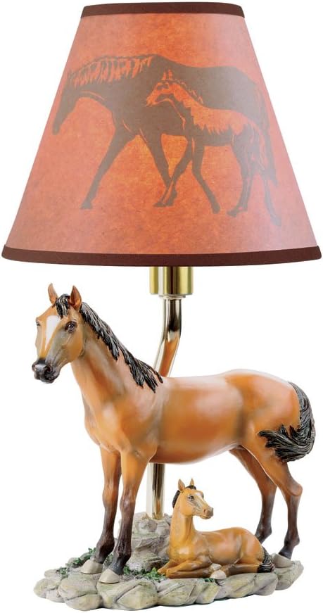 Momma And Baby Horse Sculpture Accent Equestrian Table Lamp
