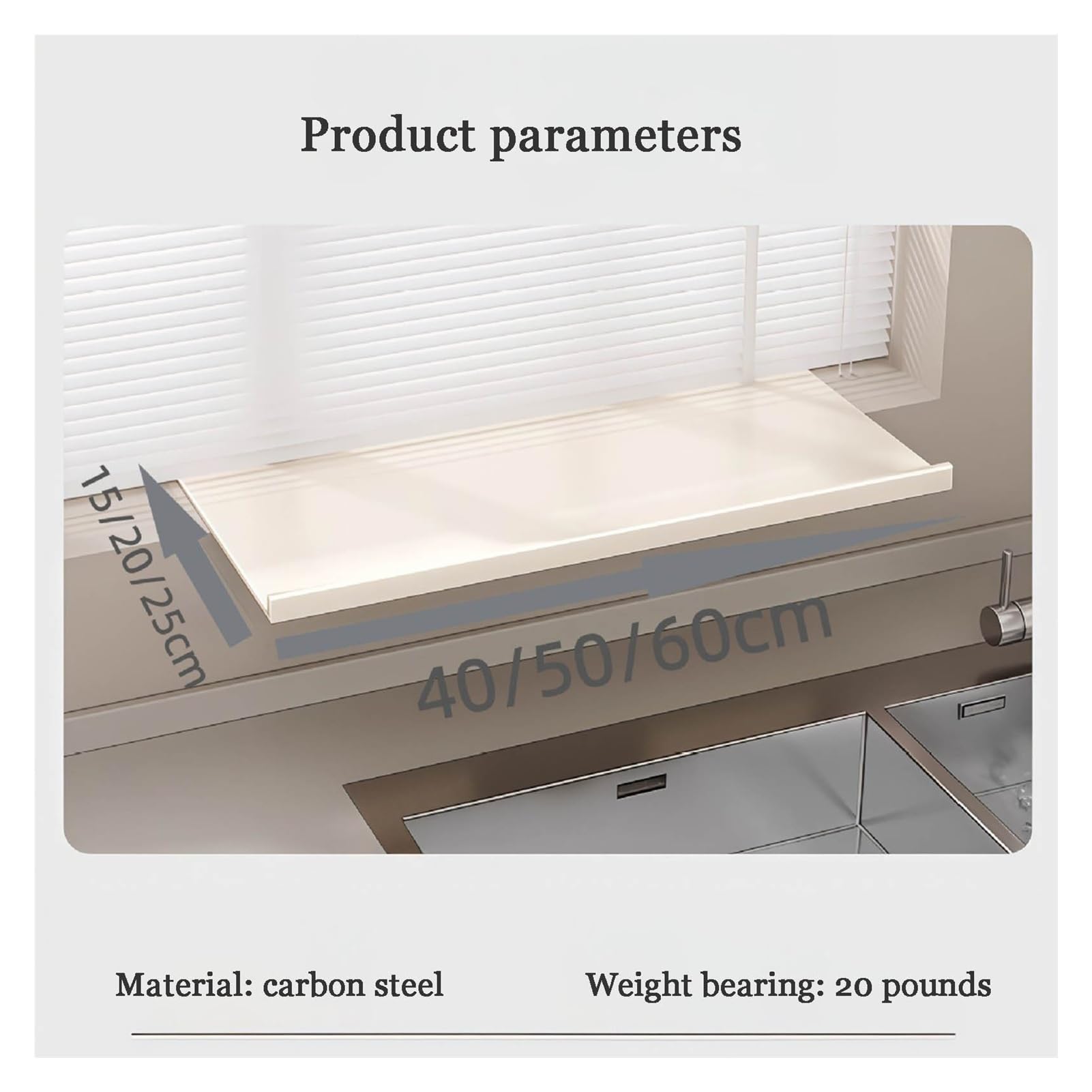 Piastra di estensione magnetica per davanzale della finestra, resistente, per banco da lavoro del balcone (60 x 15 cm), design stabile e resistente ai danni