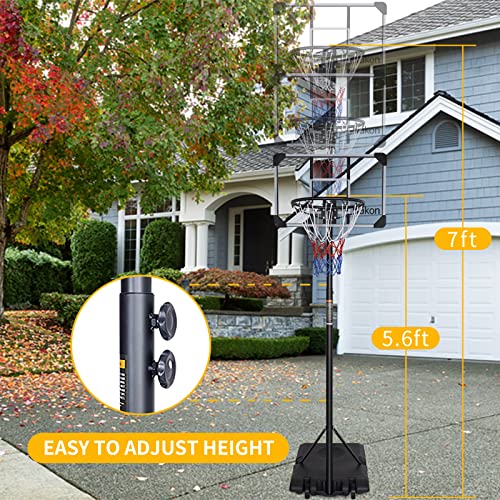 Pulang Rakon Portable Basketball Hoop & Goal Basketball System Stand Height Adjustable 5.6Ft -7Ft With 28In Backboard & Wheels For Youth Kids Outdoor Indoor Basketball Goal Game Play #TOP4