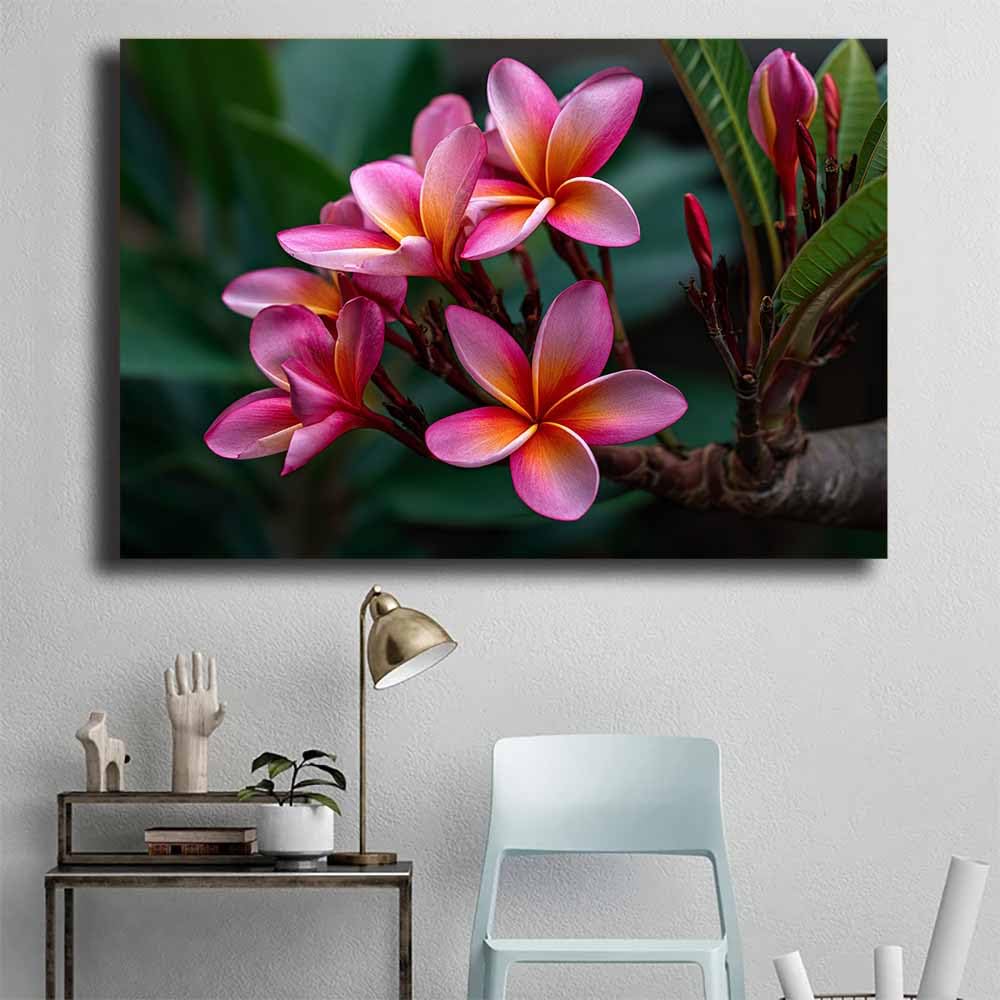 WUFIEA Semplice arte botanica Stampe su Canvas Petali di polvere per Camera da Letto Agriturismo Soggiorno Bagno(Policrome in)-60x90cm Incorniciato