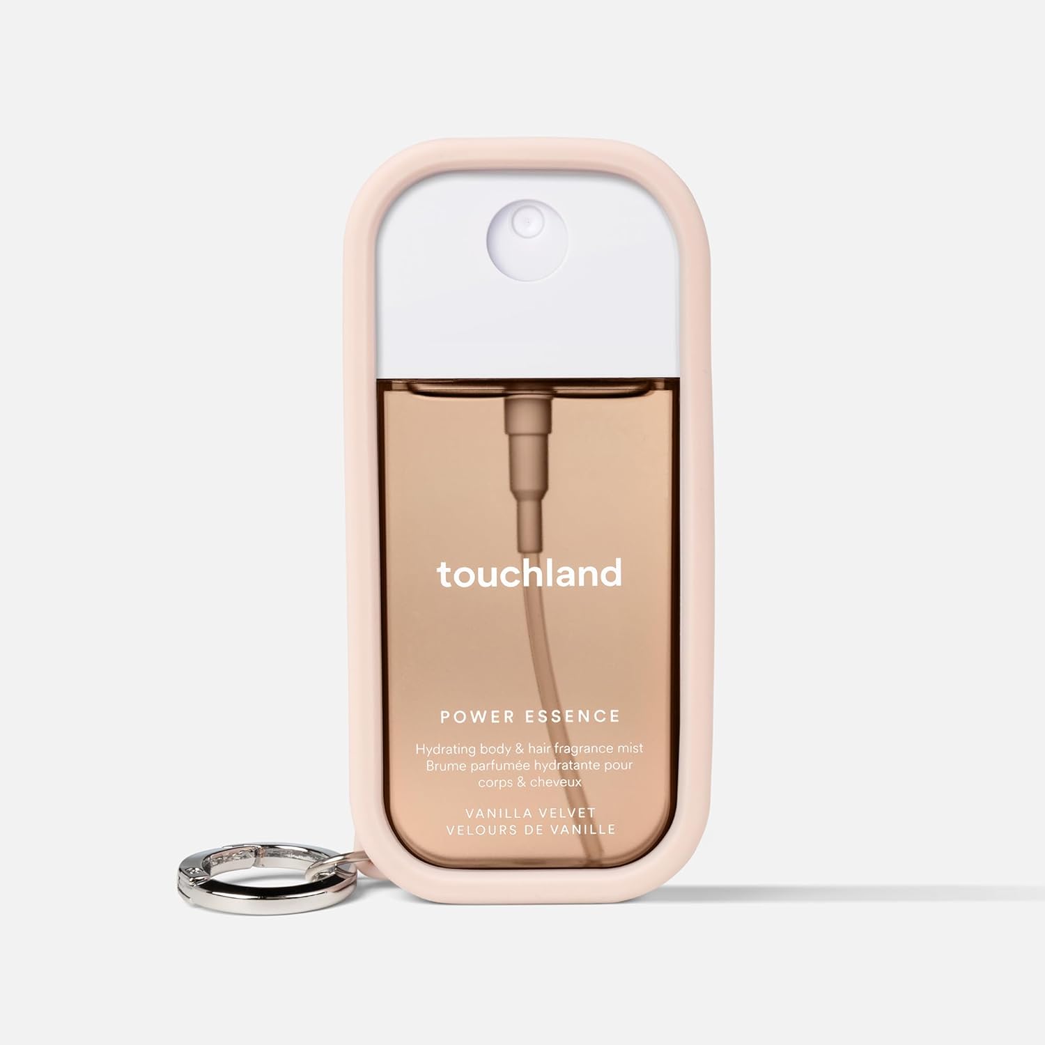 Touchland Body & Hair Fragrance Mist Case – Compatible only with 2 FL OZ Body Spray – Silicone Case with Keyring, Rosy White - Image 8