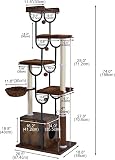 FourFurPets Arbre à Chat Bois 188 cm, Arbre à Chat avec Griffoir et 5 Poteaux Griffoir Chat, Tour Moderne avec Condo, Panier et Peigne de Massage pour Grands Chats, Stable et Design (Marron Rustique) - 5