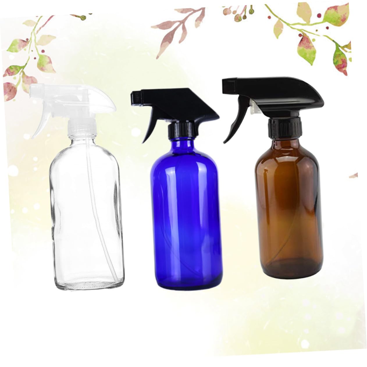 PLAFOPE 3 Stück Teiliges Nachfüll Sprühflaschen aus Glas Transparente Blaue und Braune Reise Zerstäuber für Ätherische Öle Parfüm und Kosmetik Wiederverwendbar Leicht Handlich für