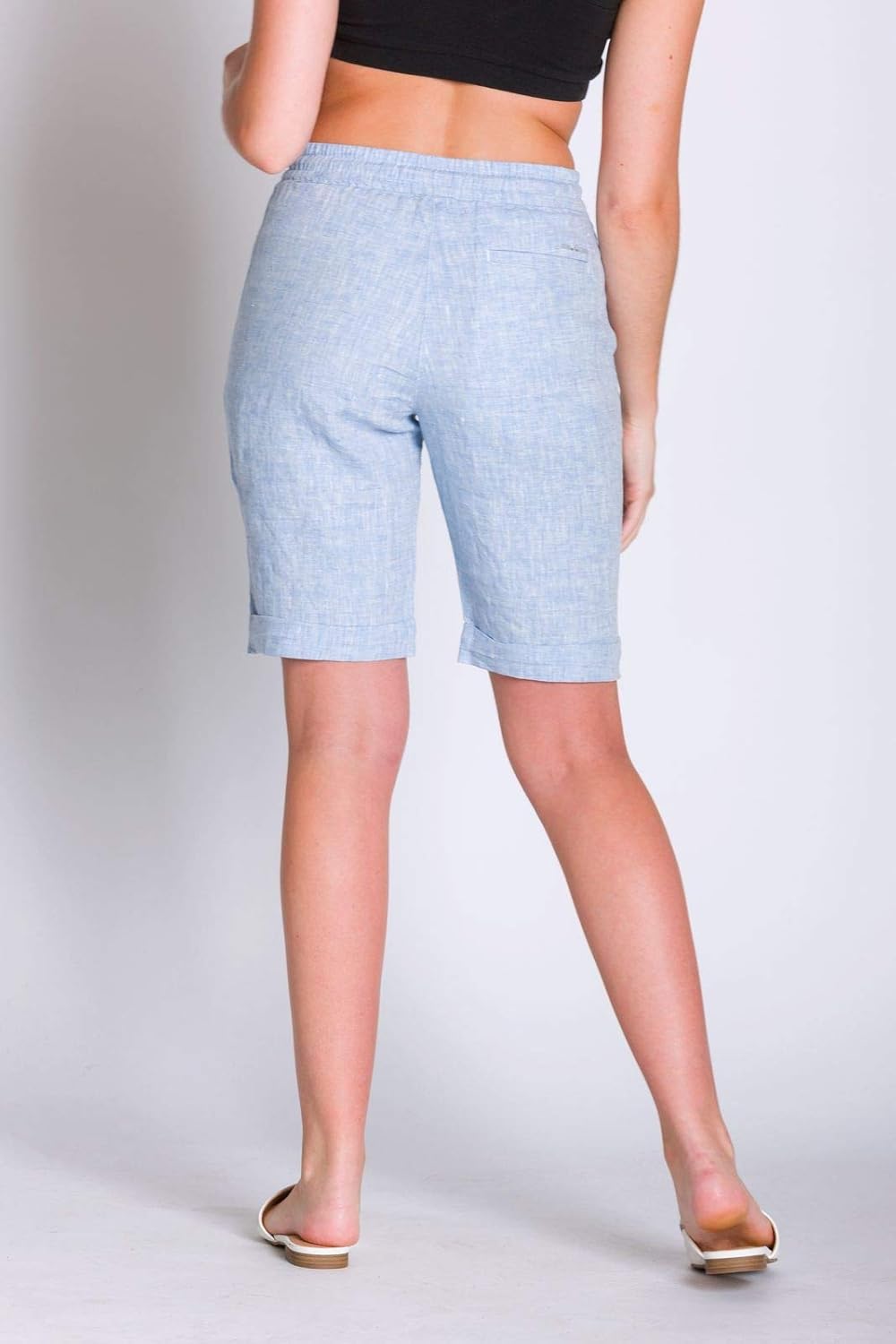 Ably Danie Women's Linen Bermuda Shorts | Repels Liquids, Stains, and Odors