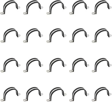 20 Pack Stainless Steel Pipe Clamps, Black, Clamps, Pipe Clamps, Wire Clamps