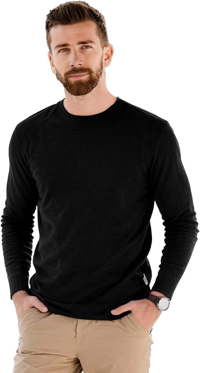 Men’s 100% Merino Wool Base Layer Top – 15.5 Micron Ultrafine, 180g Lightweight Long Sleeve Shirt.