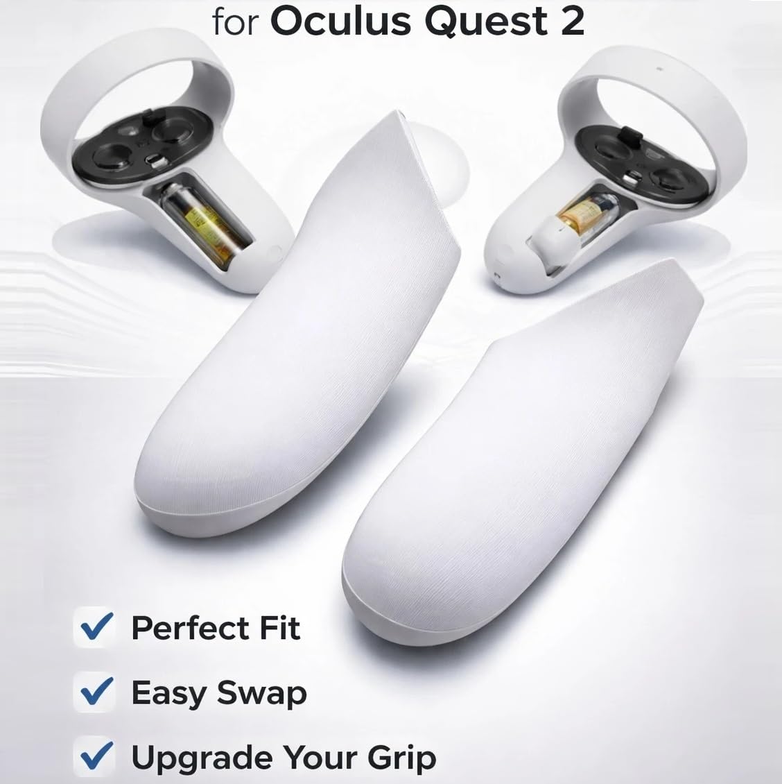 Battery Cover for Meta Quest 2 VR Headset Touch Controller Replacement Part, ToneBar Left Right Handle Cover Accessories for Oculus Quest 2 Controller, 4 Joysticks Caps - 4