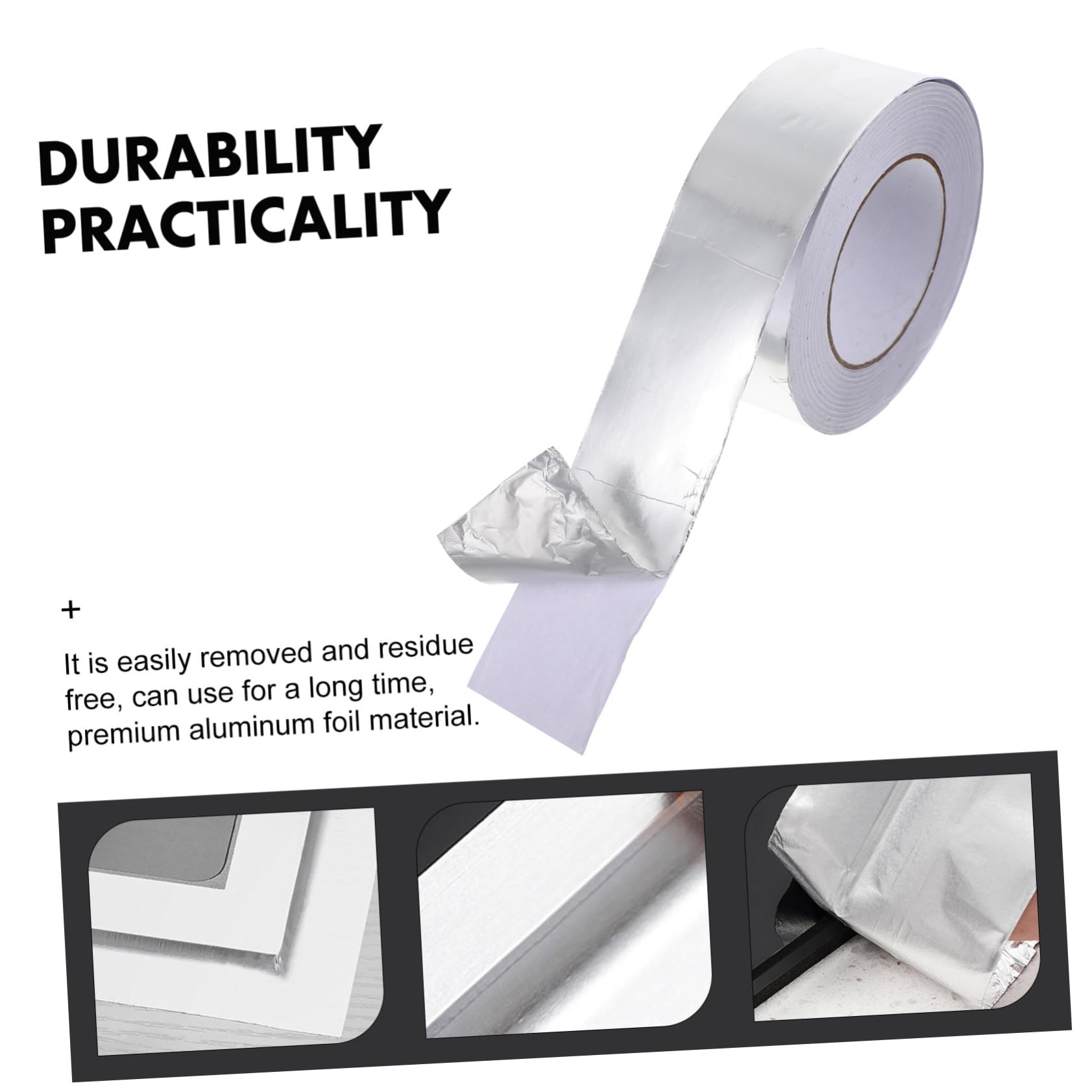 ERINGOGO 2 Rolls Aluminum Foil Tape Set Heat Resistant Waterproof White for Dryer Seam Outdoor Duct Tape