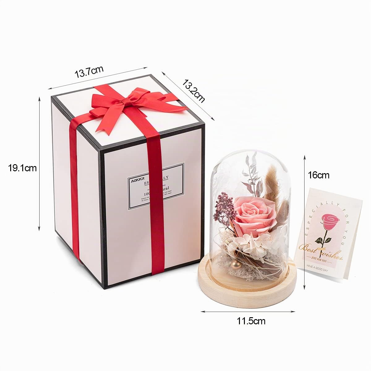 Rosa Eterna Natural Preservada, Flores Eternas con Luz LED, Rosas Preservadas Hecho a Mano, Caja de Regalo, Regalo Romántico para Mujeres y Madres, Aniversarios y Cumpleaños - Pack de 1