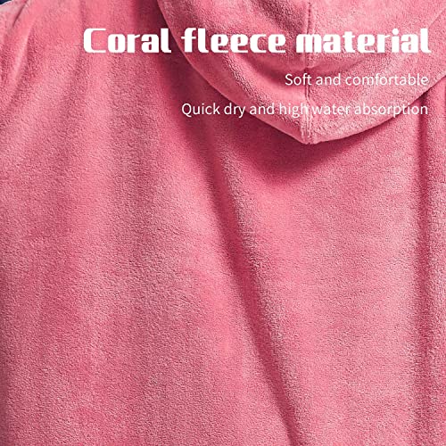 MUTAO Surf Poncho Changing Robe, Super Soft Swimming Poncho Changing Towel with Pocket and Hood for Outdoor Indoor (Pink) by MUTAO - Used condition - Image 6