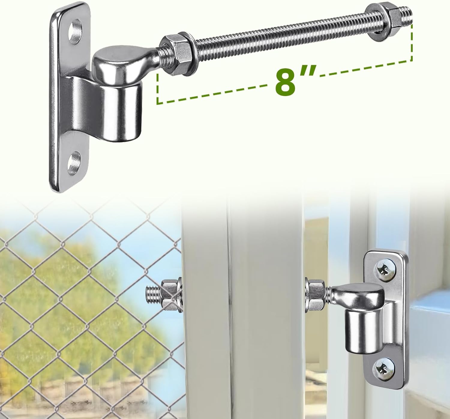 2 Pack 8'' J Bolt Gate Hinge, Heavy Duty 304 Stainless Steel Hinge for Chain Link & Farm Gates