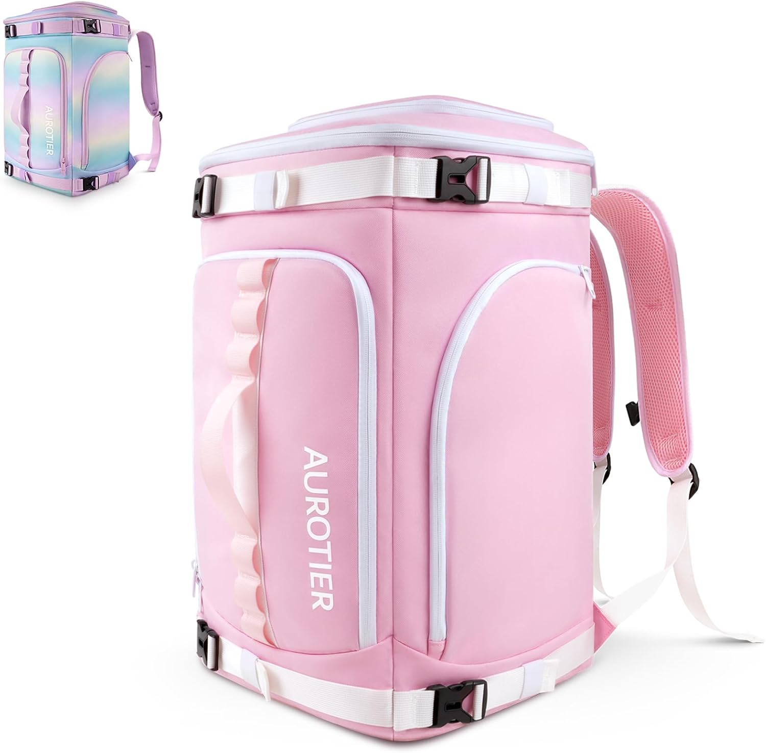 60L Ski Boot Bag Backpack with Helmet Compartment, Waterproof Ski Backpack for Gloves, Goggles, Skis Gear