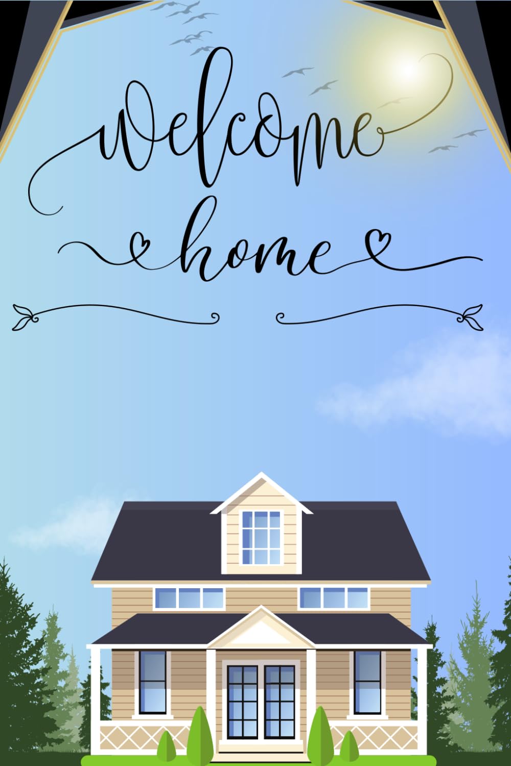 Welcome Home Journal : carnet d'or pour maison d'hôtes et souvenirs